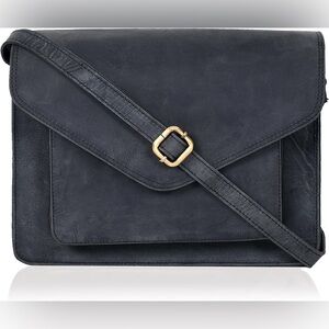 Leather flap shoulder/crossbody bag